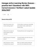 Manage Active Learning Review Queues -&NewLine;practice test &vert; Questions with 100&percnt;&NewLine;Correct Answers &vert; Verified &vert; Latest Update&NewLine;2026&sol;2027