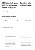 RCA Quiz study guide &vert; Questions with&NewLine;100&percnt; Correct Answers &vert; Verified &vert; Latest&NewLine;Update 2026&sol;2027&NewLine;