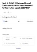 Week 5 - RCA &lpar;HW Included&rpar; Exam &vert;&NewLine;Questions with 100&percnt; Correct Answers &vert;&NewLine;Verified &vert; Latest Update 2026&sol;2027