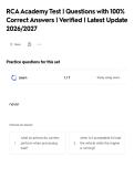 RCAAcademy Test &vert; Questions with 100&percnt;&NewLine;Correct Answers &vert; Verified &vert; Latest Update&NewLine;2026&sol;2027