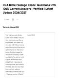 RCA Bible Passage Exam &vert; Questions with&NewLine;100&percnt; Correct Answers &vert; Verified &vert; Latest&NewLine;Update 2026&sol;2027