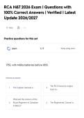RCA H&T 2026 Exam &vert; Questions with&NewLine;100&percnt; Correct Answers &vert; Verified &vert; Latest&NewLine;Update 2026&sol;2027