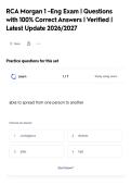 RCA Morgan 1 -Eng Exam &vert; Questions&NewLine;with 100&percnt; Correct Answers &vert; Verified &vert;&NewLine;Latest Update 2026&sol;2027
