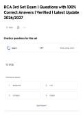 RCA 3rd Set Exam &vert; Questions with 100&percnt;&NewLine;Correct Answers &vert; Verified &vert; Latest Update&NewLine;2026&sol;2027
