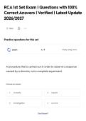 RCA 1st Set Exam &vert; Questions with 100&percnt;&NewLine;Correct Answers &vert; Verified &vert; Latest Update&NewLine;2026&sol;2027