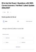 RCA 2nd Set Exam &vert; Questions with 100&percnt;&NewLine;Correct Answers &vert; Verified &vert; Latest Update&NewLine;2026&sol;2027