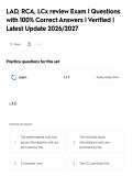 LAD&comma; RCA&comma; LCx review Exam &vert; Questions&NewLine;with 100&percnt; Correct Answers &vert; Verified &vert;&NewLine;Latest Update 2026&sol;2027