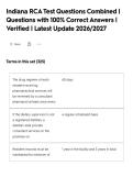 Indiana RCATest Questions Combined &vert;&NewLine;Questions with 100&percnt; Correct Answers &vert;&NewLine;Verified &vert; Latest Update 2026&sol;2027