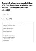 Control of radioactive material within an&NewLine;RCA Exam &vert; Questions with 100&percnt; Correct&NewLine;Answers &vert; Verified &vert; Latest Update&NewLine;2026&sol;2027