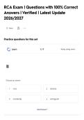 RCA Exam &vert; Questions with 100&percnt; Correct&NewLine;Answers &vert; Verified &vert; Latest Update&NewLine;2026&sol;2027