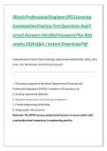 ILLINOIS PROFESSIONAL ENGINEER &lpar;PE&rpar; LICENSING EXAMINATION PRACTICE TEST QUESTIONS AND CORRECT ANSWERS 2026 &ndash; COMPREHENSIVE ENGINEERING EXAM PREPARATION WITH RATIONALES A&plus; VERIFIED LATEST VERSION 