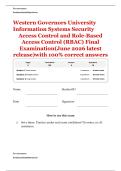 Western Governors University &vert; Information Systems Security &vert;&NewLine;Access Control and Role-Based Access Control &lpar;RBAC&rpar; &vert; Final Examination &vert; &lpar;June 2026 latest release&rpar; &vert; with 100&percnt; correct answers&NewLine;