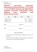 Western Governors University &vert; Information Systems Security  &vert; VUN1 Task 1&comma; 2 & 3 &vert; Problem-Solving and Algorithmic Analysis &vert; University Examination &vert; latest updated exam &vert; questions and answers &vert; &lpar;June 2026&rpar;