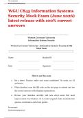 WGU C845 &vert; Information Systems Security Mock Exam &vert; &lpar;June 2026&rpar; &vert; latest release with 100&percnt; correct answers