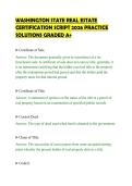 WASHINGTON STATE REAL ESTATE&NewLine;CERTIFICATION SCRIPT 2026 PRACTICE&NewLine;SOLUTIONS GRADED A&plus;