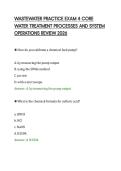 WASTEWATER PRACTICE EXAM 4 CORE&NewLine;WATER TREATMENT PROCESSES AND SYSTEM&NewLine;OPERATIONS REVIEW 2026