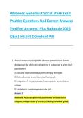Advanced Generalist Social Work Exam &NewLine;Practice Questions And Correct Answers &NewLine;&lpar;Verified Answers&rpar; Plus Rationale 2026 &NewLine;Q&A&vert; Instant Download Pdf  