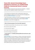Texas CDL General Knowledge Exam Questions & Answers &vert; A&plus; Graded Study Guide for Commercial Driver&rsquo;s License Success