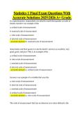Statistics 1 Final Exam Questions With &NewLine;Accurate Solutions 20252026 A&plus; Grade&period; 