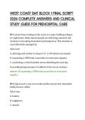 WEST COAST EMT BLOCK 1 FINAL SCRIPT&NewLine;2026 COMPLETE ANSWERS AND CLINICAL&NewLine;STUDY GUIDE FOR PREHOSPITAL CARE