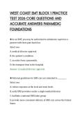 WEST COAST EMT BLOCK 1 PRACTICE&NewLine;TEST 2026 CORE QUESTIONS AND&NewLine;ACCURATE ANSWERS PARAMEDIC&NewLine;FOUNDATIONS