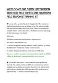 WEST COAST EMT BLOCK 1 PREPARATION&NewLine;2026 HIGH YIELD TOPICS AND SOLUTIONS&NewLine;FIELD RESPONSE TRAINING KIT