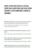 WEST COAST EMT BLOCK 2 ACTUAL&NewLine;PAPER 2026 QUESTIONS AND SOLUTIONS&NewLine;GRADED A PLUS EMERGENCY MEDICAL&NewLine;TRAINING