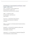 CSIT 360 Final >o< Exam Questions and Answers &vert; latest&NewLine;Update &vert; 100&percnt; Correct&period;&NewLine;Patch - Small fix for a specific vulnerability or bug&NewLine;Released quickly when a problem is found&NewLine;Example&colon; Fixing a security flaw that hackers could exploit&NewLine;Update - Bro