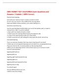 DMV PERMIT TEST CALIFORNIA Exam Questions and&NewLine;Answers &vert; Update &vert; 100&percnt; Correct&period;&NewLine;Hand to hand steering&NewLine;Start with your hands at 9 and 3 o'clock or 8 and 4 o'clock&NewLine;Do not cross your hands in the middle of the steering wheel&NewLine;Keep your hands