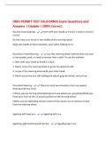 DMV PERMIT TEST CALIFORNIA Exam Questions and&NewLine;Answers &vert; Update &vert; 100&percnt; Correct&period;&NewLine;Hand to hand steering - Start with your hands at 9 and 3 o'clock or 8 and 4&NewLine;o'clock&NewLine;Do not cross your hands in the middle of the steering wheel&NewLine;Keep your han