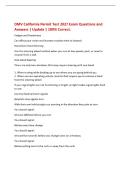 DMV California Permit Test 2027 Exam Questions and&NewLine;Answers &vert; Update &vert; 100&percnt; Correct&period;&NewLine;Fatigue and Drowsiness&NewLine;Can affect your vision and increase reaction time to hazards&NewLine;Hand-Over-Hand Steering&NewLine;Use this steering wheel method when you turn at low speeds