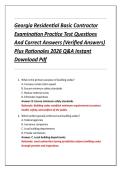 Georgia Residential Basic Contractor &NewLine;Examination Practice Test Questions &NewLine;And Correct Answers &lpar;Verified Answers&rpar; &NewLine;Plus Rationales 2026 Q&A Instant &NewLine;Download Pdf 