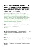 WEST VIRGINIA INSURANCE LAW&NewLine;EXAM QUESTIONS AND ANSWERS&NewLine;2026 COMPLETE EXAM PREP WITH&NewLine;VERIFIED SOLUTIONS