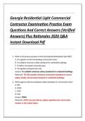 Georgia Residential Light Commercial &NewLine;Contractor Examination Practice Exam &NewLine;Questions And Correct Answers &lpar;Verified &NewLine;Answers&rpar; Plus Rationales 2026 Q&A &NewLine;Instant Download Pdf 