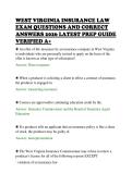WEST VIRGINIA INSURANCE LAW&NewLine;EXAM QUESTIONS AND CORRECT&NewLine;ANSWERS 2026 LATEST PREP GUIDE&NewLine;VERIFIED A&plus;&NewLine;