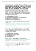 HEALTHCARE COMPLIANCE EXAM 2 &vert;&NewLine;COMPLIANCE OFFICER&vert; LATEST 2025-2026&NewLine;QUESTION AND CORRECT ANSWER WITH&NewLine;EXPLANATION