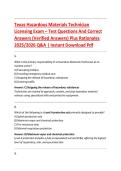 Texas Hazardous Materials Technician Licensing Exam 2026 &ndash; Practice Questions & Correct Answers with Detailed Rationales