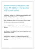 Principles of Mental Health Nursing Exam Review PRN 1562 Exam 1 Prep Questions With Complete Solutions 