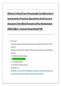 Illinois Critical Care Paramedic Certification Examination 2026 &ndash; Practice Questions with Verified Answers&comma; Rationales&comma; and Complete Critical Care Paramedic Exam Preparation Guide