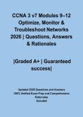 CCNA 3 v7 Modules 9&ndash;12 Optimize&comma; Monitor & Troubleshoot Networks 2026 &vert; Questions&comma; Answers & Rationales