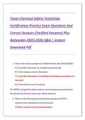 Texas Chemical Safety Technician&NewLine;Certification Practice Exam Questions And&NewLine;Correct Answers &lpar;Verified Answers&rpar; Plus&NewLine;Rationales 2025&vert;2026 Q&A &vert; Instant&NewLine;Download Pdf