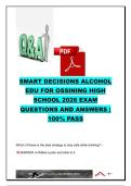 Smart Decisions Alcohol EDU for Ossining High School 2026 Exam Questions & Answers &vert; 10&plus; Practice Questions &vert; Safe Drinking Strategies&comma; Peer Pressure&comma; Drinking & Driving&comma; BAC & Alcohol Awareness