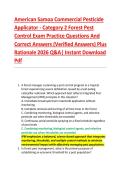 American Samoa Commercial Pesticide &NewLine;Applicator - Category 2 Forest Pest &NewLine;Control Exam Practice Questions And &NewLine;Correct Answers &lpar;Verified Answers&rpar; Plus &NewLine;Rationale 2026 Q&A&vert; Instant Download &NewLine;Pdf 
