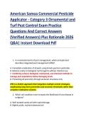American Samoa Commercial Pesticide &NewLine;Applicator - Category 3 Ornamental and &NewLine;Turf Pest Control Exam Practice &NewLine;Questions And Correct Answers &NewLine;&lpar;Verified Answers&rpar; Plus Rationale 2026 &NewLine;Q&A&vert; Instant Download Pdf  