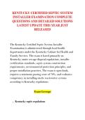 KENTUCKY CERTIFIED SEPTIC SYSTEM &NewLine;INSTALLER EXAMINATION COMPLETE &NewLine;QUESTIONS AND DETAILED SOLUTIONS &NewLine;LATEST UPDATE THIS YEAR JUST &NewLine;RELEASED 