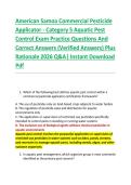 American Samoa Commercial Pesticide &NewLine;Applicator - Category 5 Aquatic Pest &NewLine;Control Exam Practice Questions And &NewLine;Correct Answers &lpar;Verified Answers&rpar; Plus &NewLine;Rationale 2026 Q&A&vert; Instant Download &NewLine;Pdf  