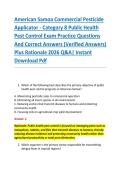 American Samoa Commercial Pesticide &NewLine;Applicator - Category 8 Public Health &NewLine;Pest Control Exam Practice Questions &NewLine;And Correct Answers &lpar;Verified Answers&rpar; &NewLine;Plus Rationale 2026 Q&A&vert; Instant &NewLine;Download Pdf 