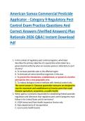 American Samoa Commercial Pesticide &NewLine;Applicator - Category 9 Regulatory Pest &NewLine;Control Exam Practice Questions And &NewLine;Correct Answers &lpar;Verified Answers&rpar; Plus &NewLine;Rationale 2026 Q&A&vert; Instant Download &NewLine;Pdf 