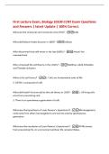 First Lecture Exam&comma; Biology 10100 CCNY Exam Questions&NewLine;and Answers &vert; latest Update &vert; 100&percnt; Correct&period;&NewLine;What are the structural and functional units of life&quest; -Cells&NewLine;What did Robert Hooke discover in 1665&quest; -Cellulae&NewLine;Who discovered that cells move in the late
