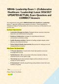 NR446- Leadership Exam 1- &lpar;Collaborative Healthcare &sol; Leadership&rpar; Latest 2026&sol;2027 UPDATED ACTUAL Exam Questions and CORRECT Answers&NewLine;&NewLine;